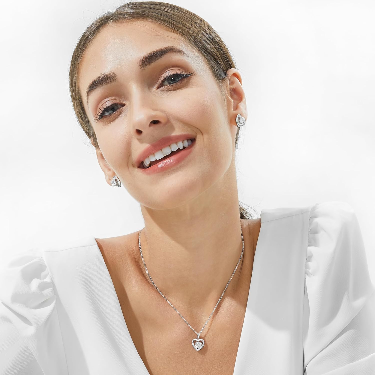 Collier Femme Argent 925 1-2 Carat Moissanite Cœur Bijoux Cadeau Argent - 1 Carat - 6.5 mm