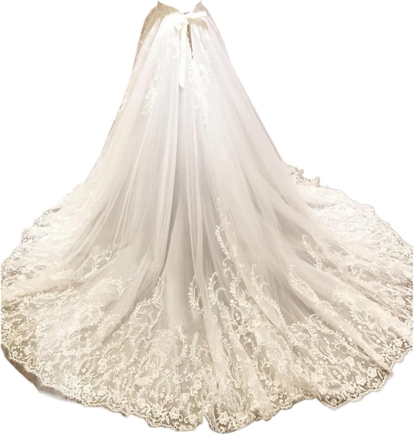 Jupon sous Robe Femme Jupe de mariée Amovible en Tulle et Dentelle de Luxe avec traîne Amovible 4XL Blanc