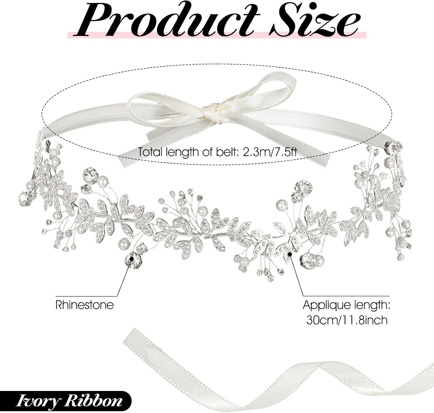 Abeillo Ceinture élégante pour robe de mariée en strass - Ceinture de mariage en perles de cristal scintillantes - Pour robe de femme