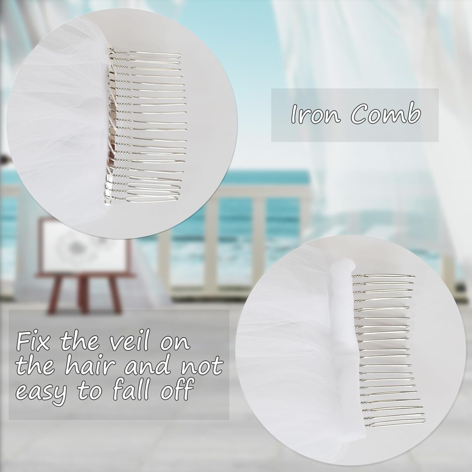 Voile de Mariée Mariage Longue Couche Simple Tulle Doux avec Peigne Romantique Accessoires de Mariée 3 Mètres Blanc