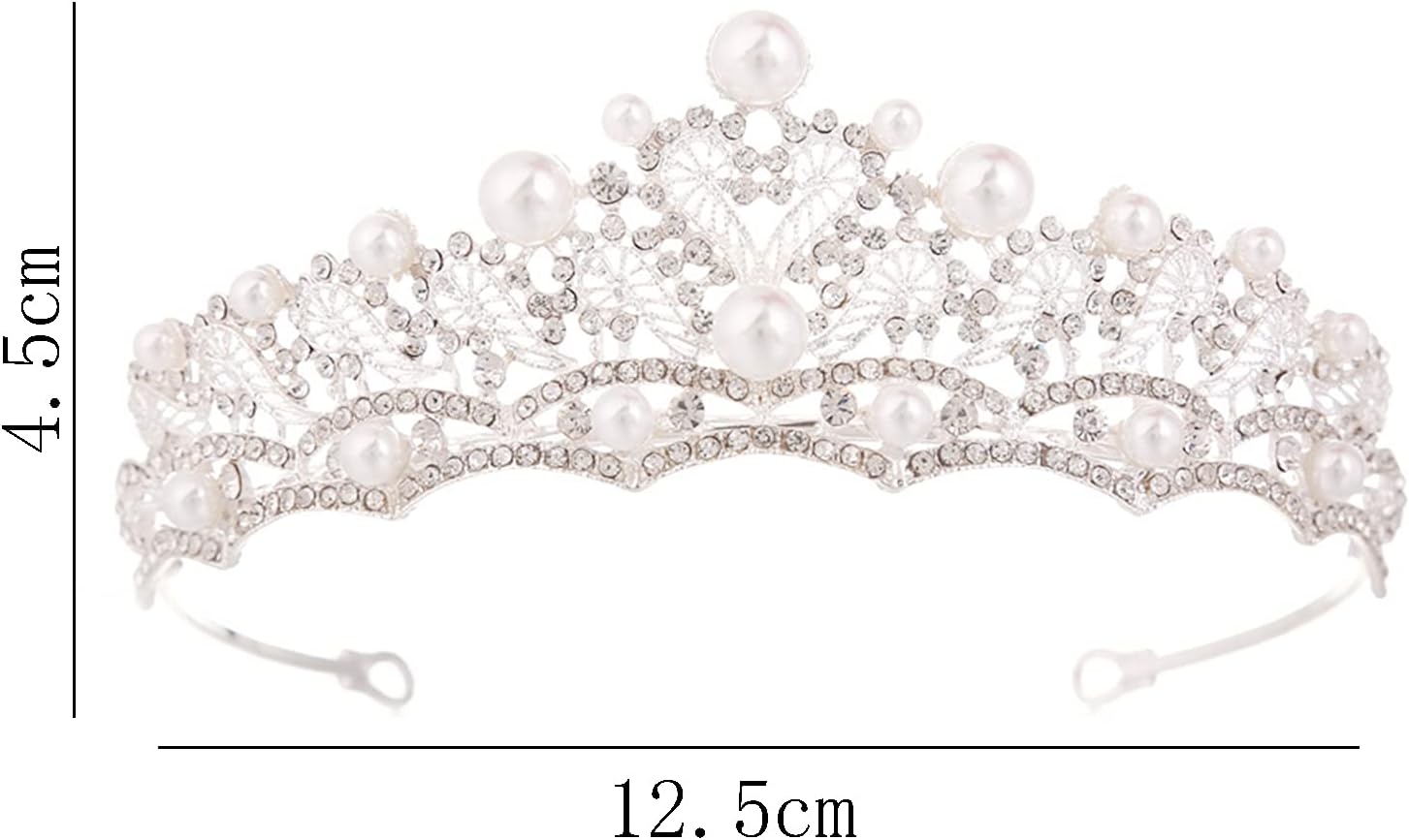 Diadème de Mariée, Couronne de Mariée, Diadème de Princesse pour Concours de Beauté, Mariages, Fêtes (Argent)