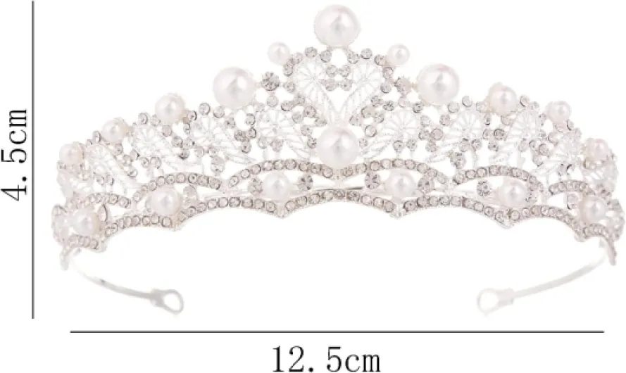 Diadème de Mariée, Couronne de Mariée, Diadème de Princesse pour Concours de Beauté, Mariages, Fêtes (Argent)