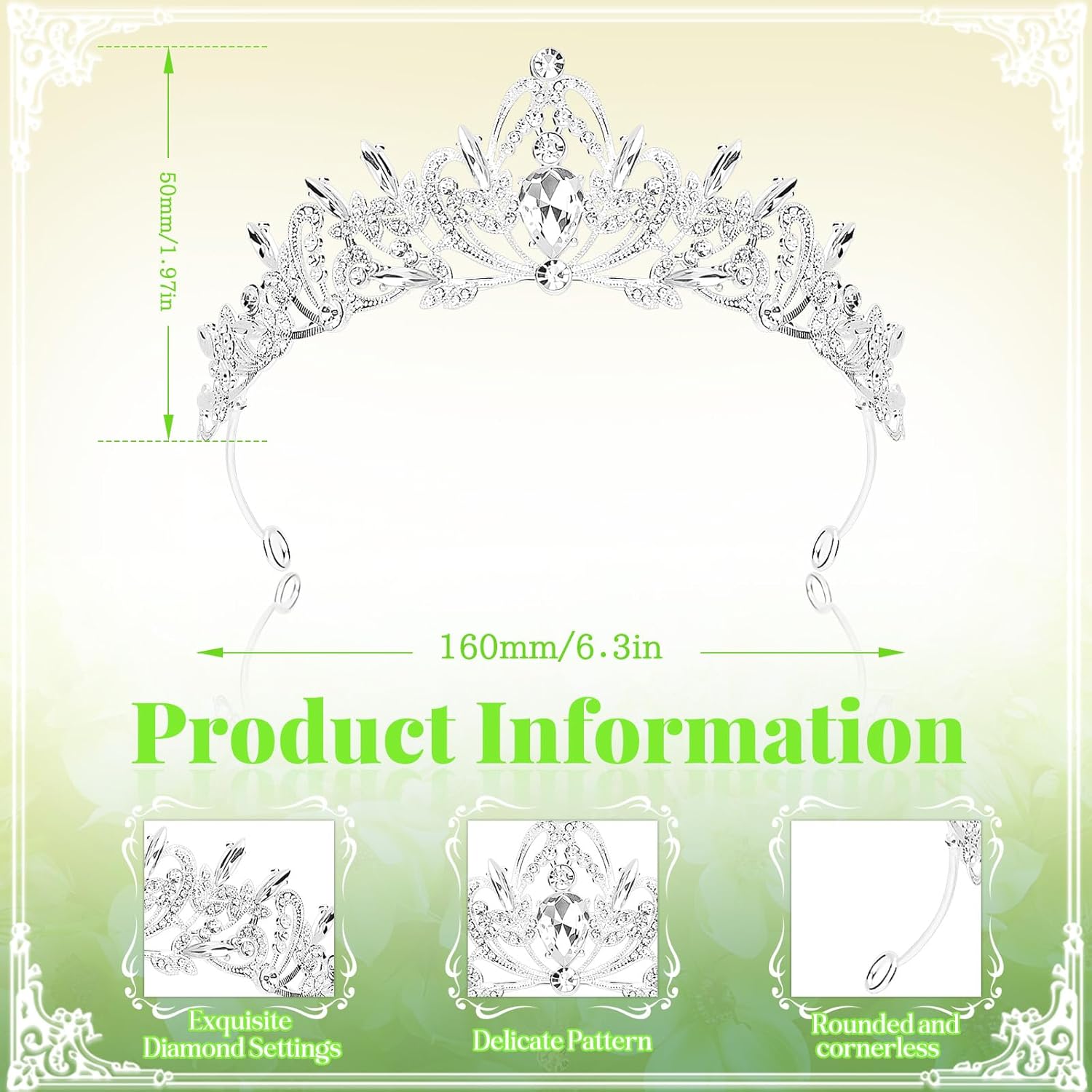 Rierousy Diadème de mariage pour femme, couronne de mariée, couronne en cristal strass, diadème de mariage pour mariages, bals, fêtes de princesse, fêtes d'anniversaire, etc