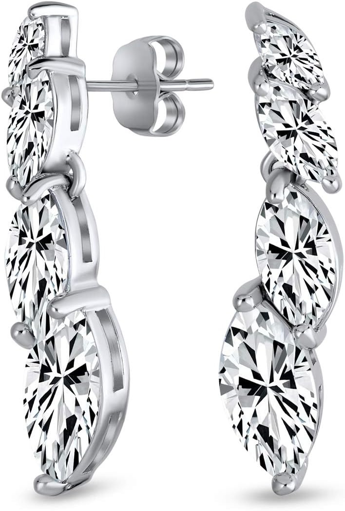 Collier En V De Style Vintage Avec Feuilles Marquise Étoilées Collier À Déclaration En Cz Aaa Ensemble De Bijoux Avec Boucles D'Oreilles Pendantes Assorties Pour Mariage Bal Concours Plaqué Argent.