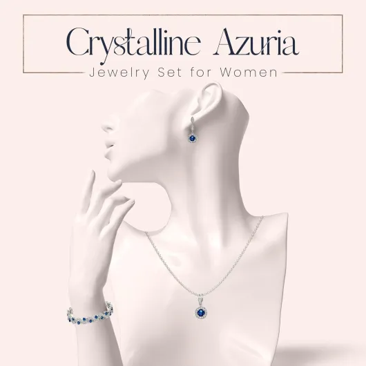 Ensembles de Bijoux de Mariage pour Mariée Bijoux de Demoiselle d'honneur Collier Pendentif et Boucles d'Oreilles Parure de Bijoux pour Femme et Fille Bleu