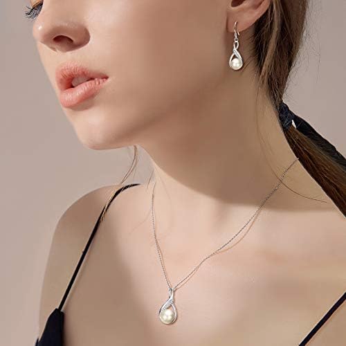 Parure de bijoux pour femme en argent sterling 925 avec pendentif en forme de spirale et boucles d'oreilles en argent sterling 925 Crème Unique