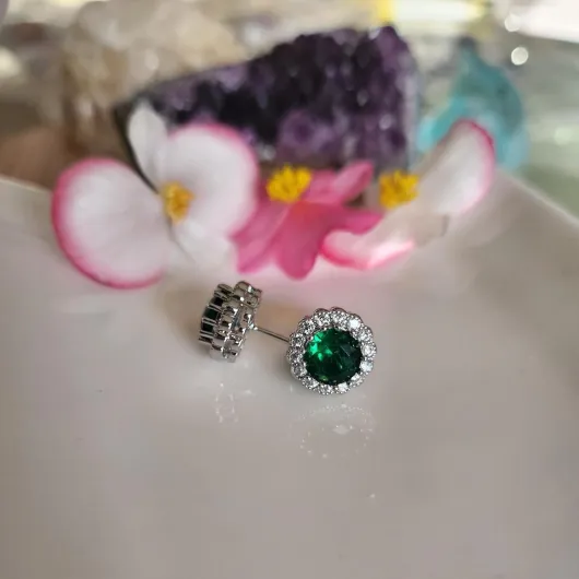 Ensembles de Bijoux de Mariage pour Mariée Bijoux de Demoiselle d'honneur Collier Pendentif et Boucles d'Oreilles Parure de Bijoux pour Femme et Fille Vert