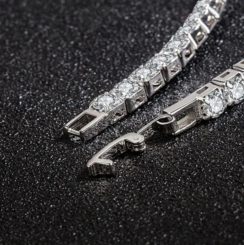 Bracelet de mariage en pierres précieuses moissanite 925, 4mm