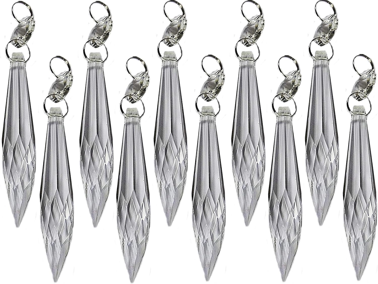 10 pièces Choix de forme clair Chandelier Chute transparente gouttelettes en verre taillé Cristaux Perles Arbre de Noël Ornements Décorations de mariage vintage Wishing prismes Look antique lumière