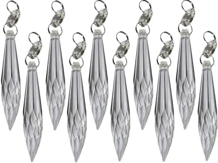 10 pièces Choix de forme clair Chandelier Chute transparente gouttelettes en verre taillé Cristaux Perles Arbre de Noël Ornements Décorations de mariage vintage Wishing prismes Look antique lumière