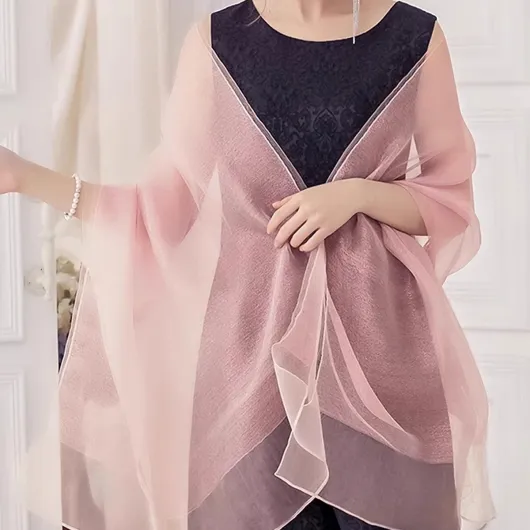 Foulard En Soie Organza à Double Épaisseur Femme Scintillants Écharpes Et Châles Pour Robe De Soirée Couleur Unie Avec Fil Dorée Tulle Léger Étole Magnifique Pour Mariage Mariée Fêtes Rose Clair