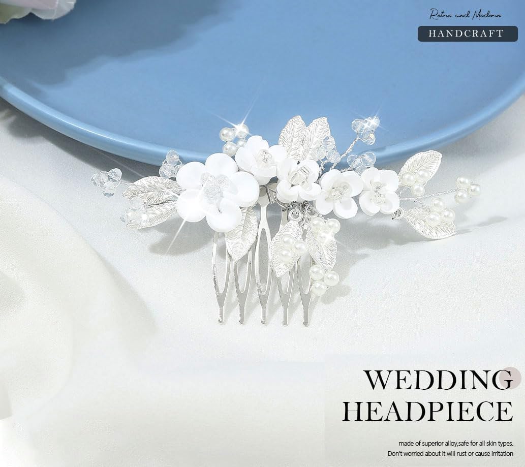 Peigne à cheveux de mariage avec fleurs, accessoires pour cheveux de mariée pour femmes et filles