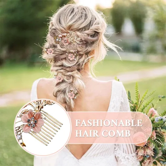 Bijou de Cheveux Mariage,Lot de 4 Peignes à Cheveux de Mariée,Accessoires de Cheveux en Cristal Perle Fleurs Pince Chignon,pour les Filles Mariée Demoiselle D'honneur