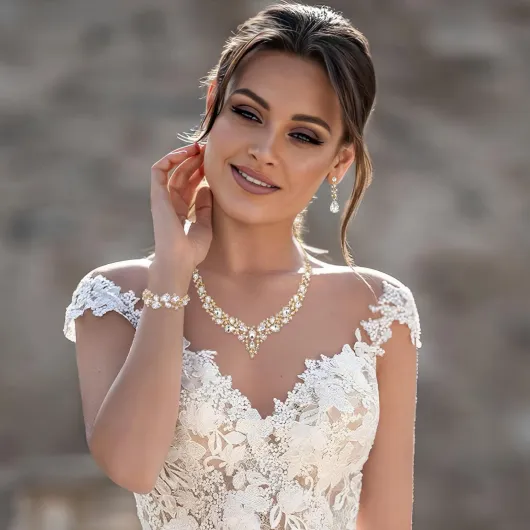 Parure Bijoux Mariage Collier Boucles d'oreilles et Bracelet 3PCS Ensemble pour Femmes Autrichiennes Cristal Goutte d'eau Cluster de Clair Ton d'argent Clair Ton D'or