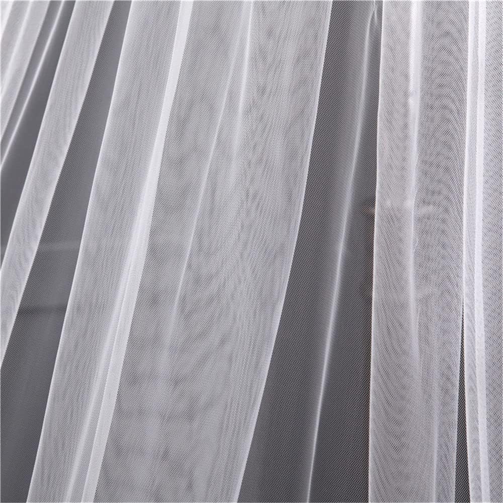Voile de mariée long brodé en dentelle - Accessoires pour enterrement de vie de jeune fille - Blanc - 300 cm