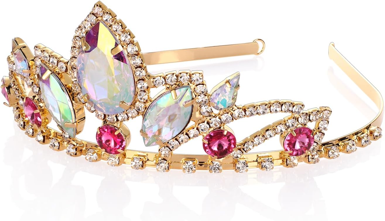 Couronne en cristal et diadème en strass Princesse Raiponce Pour mariage, costume Tangled, Halloween, cosplay, mariée, bal de fin d'année, cadeaux d'anniversaire