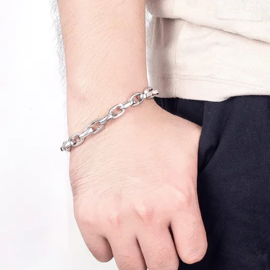 Dankadi Bracelet Massif en 925 Argent Largeur 10.5MM 9MM pour Homme Femme, Gourmette 7" 7.5" 8" 8.5" 9" 9.5" 10" Rolo Chaîne Maille D'ancre Carrée Bijou Moderne pour Punk Hip Hop Accessoire 8.5 inch 9MM