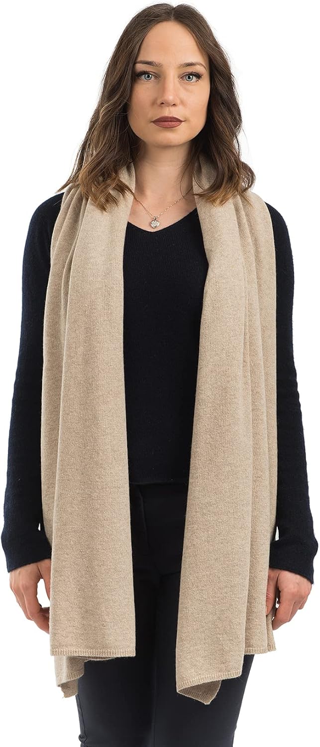 Étole Femme Mélange Cachemire Made in Italy - Châle élégant - Taille unique Taille unique Beige