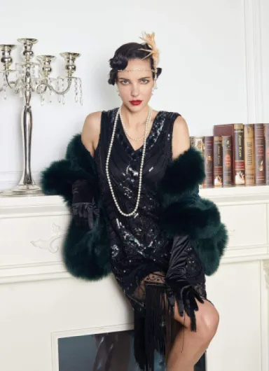 Châle Écharpe Étole En Fausse Fourrure Chaud De Femme Mariage Hiver Sur Robe de Soirée Mariée Cérémonie Fête Demoiselle d'honneur Vert Foncé