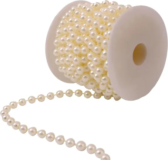 10m/Roll 8mm guirlande perle acrylique collier chaîne bobine perles fleurs Wedding mariée Party Decoration (ivoire)