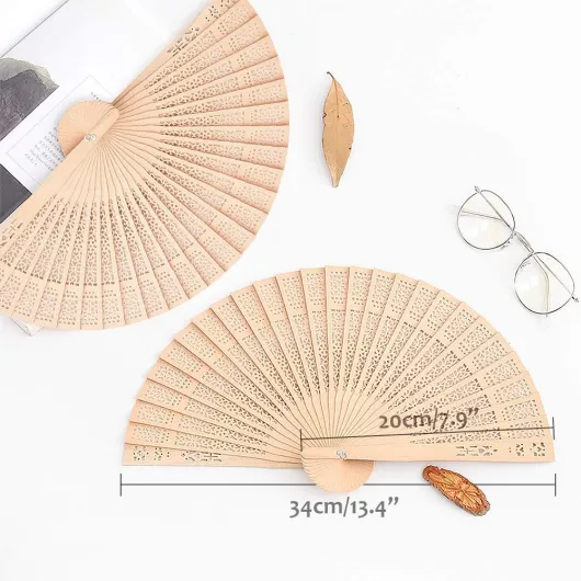 IZoeL Eventail Mariage en Bois Pliant - Ventilateur Portable de Poche pour Fête, Invités, Cérémonie, Décoration - Idée Cadeau Pratique pour Homme Femme - Accessoire de Danse Été