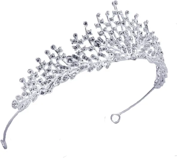 Cristal Couronne, Diadème de Princesse, Accessoires de Cheveux Mariée, Diadème Strass, pour Filles et Femmes, Mariage, Bals Finissants, Reconstitution Historique, Fête d'Anniversaire, Noël (Argent)