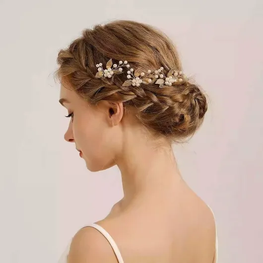 8 Pièces Épingle À Cheveux De Marriage,Barrette Cheveux Fleur Perle Pince Feuille D'or,Mariée Coiffure De Mariage Perle Épinglettes De Cheveux,Or Broches À Cheveux Florales,Pour Femmes Et Filles Doré
