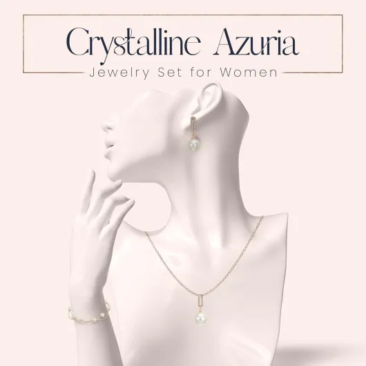 Femme Ensemble Collier Pendantes Boucles d'Oreilles et Bracelet 18ct Plaqué Or Rosé avec Blancs imitation Perles Moderne