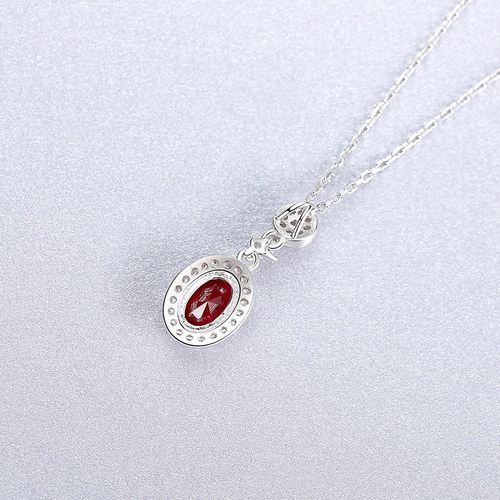 Ruby Pendant Necklace for Women Wedding Dating Red Gemstone Fine Jewelry