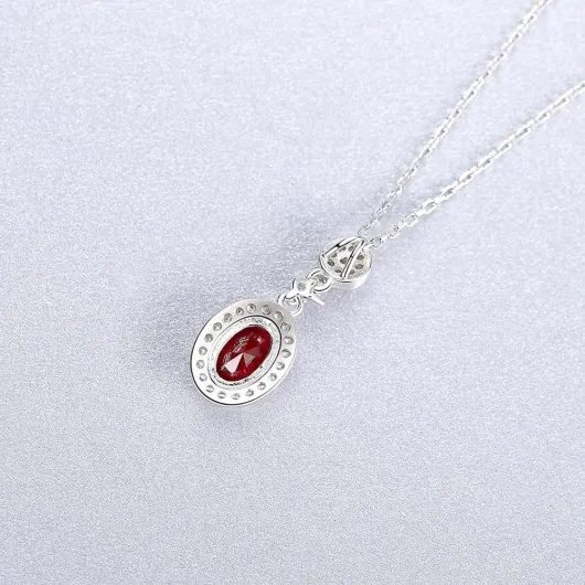 Ruby Pendant Necklace for Women Wedding Dating Red Gemstone Fine Jewelry