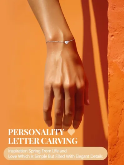 Bracelet Lettre Initiale Argent Femme 925 Chaine Poignet Fille 16 cm Pendentif Coeur Graver Réglable Gourmette Main Alphabet Enfant Jeune Cadeau Maman Soeur Copine Adolescente Anniversaire argenté 1.Non-Gravure