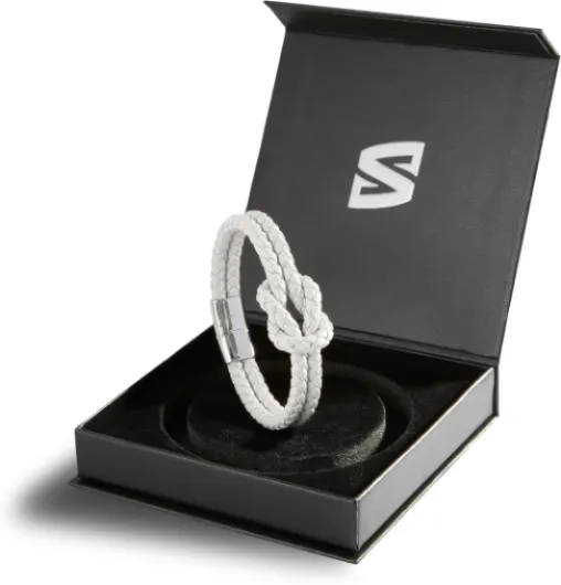 Bracelet en Cuir [Knot] pour Femme - Différentes Couleurs et Longueurs - Fermoir Magnétique en Acier Inoxydable - Boîte à Bijoux Exclusive - Super Idée Cadeau Blanc 18cm