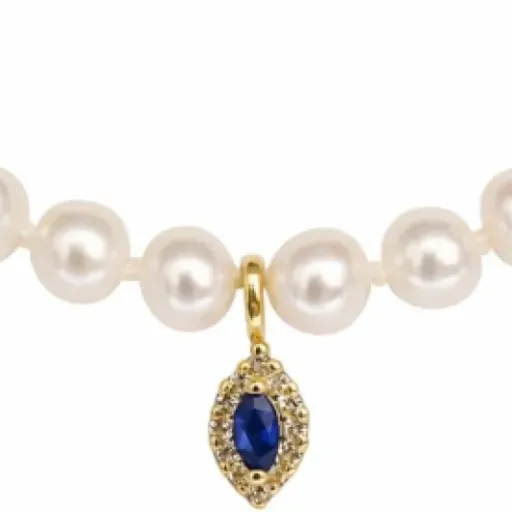 Test PERORNO Collier de perles de culture 42 cm : joli collier classique avec petit pendentif bleu, mais quelques limites