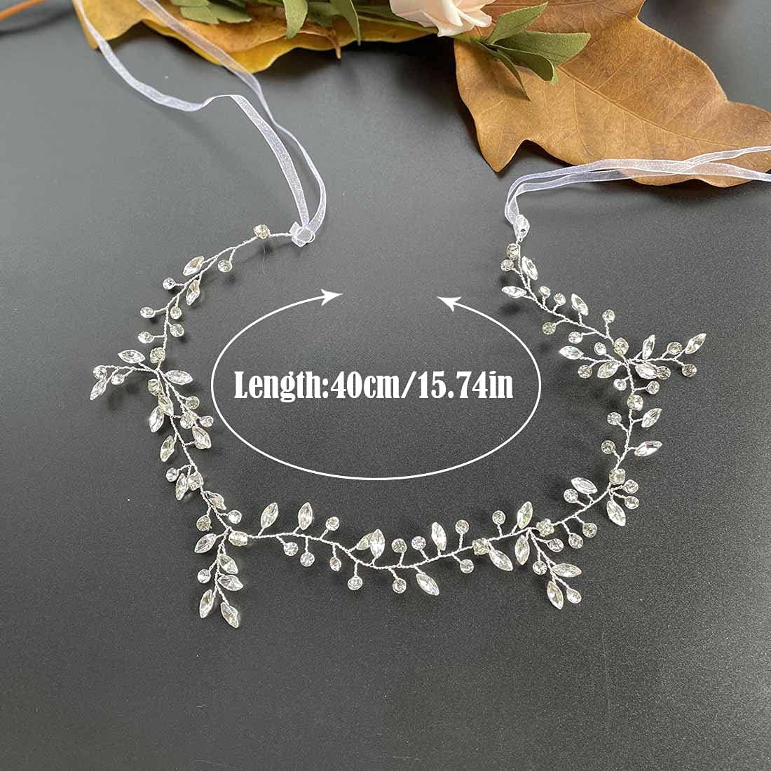 Prosy Bride Wedding Hair Vines Bridal Crystal Headband Strass Headpieces Accessoires pour cheveux pour femmes et filles (Argent)
