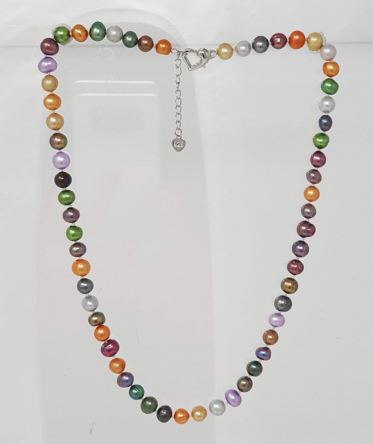Collier de Perles Multicolores pour Femmes et Hommes - Collier de Perles d'Eau Douce 8-9mm - 45cm avec Rallonge de 5cm