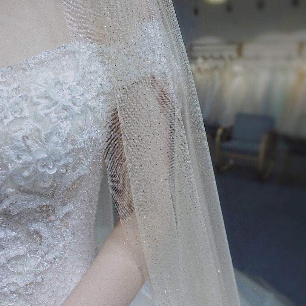 Voile de Mariage, Femmes Maille Ultra-Longue traîne cathédrale Voile de Mariage Romantique Luxe Chatoyant Ciel étoilé Paillettes estampage à Chaud Accessoires de mariée