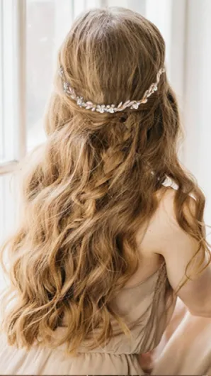 Accessoire Cheveux Bohème, Headband de Mariée, Vigne de Cheveux, Diadème Mariage Vintage Avec Feuilles et Cristal pour Femmes, Filles, or