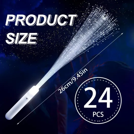 YeahBoom 24 pièces bâton Lumineux en Fibre de Verre,Bâtons Lumineux LED Glow in The Darkness Stick Accessoires de fête,Bâton Lumineux en Fibre de Verre pour Enfants Noël,fête,Concert,Mariage Blanc 24