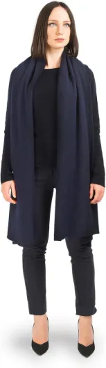 Étole Femme 100% Cachemire Made in Italy, Accessoire Élégant, Idée Cadeau, 60 x 205 cm Taille unique Bleu