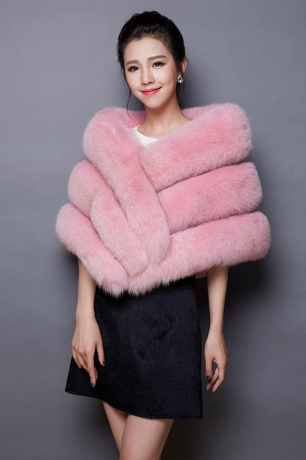 Châle de Luxe en Fausse Fourrure pour Femme,Etole pour Demoiselles d'honneur,Châle pour Soirée de Mariage en Hiver,Taille Unique Rose