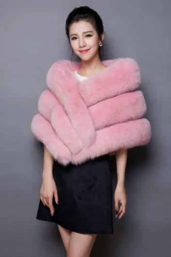 Châle de Luxe en Fausse Fourrure pour Femme,Etole pour Demoiselles d'honneur,Châle pour Soirée de Mariage en Hiver,Taille Unique Rose