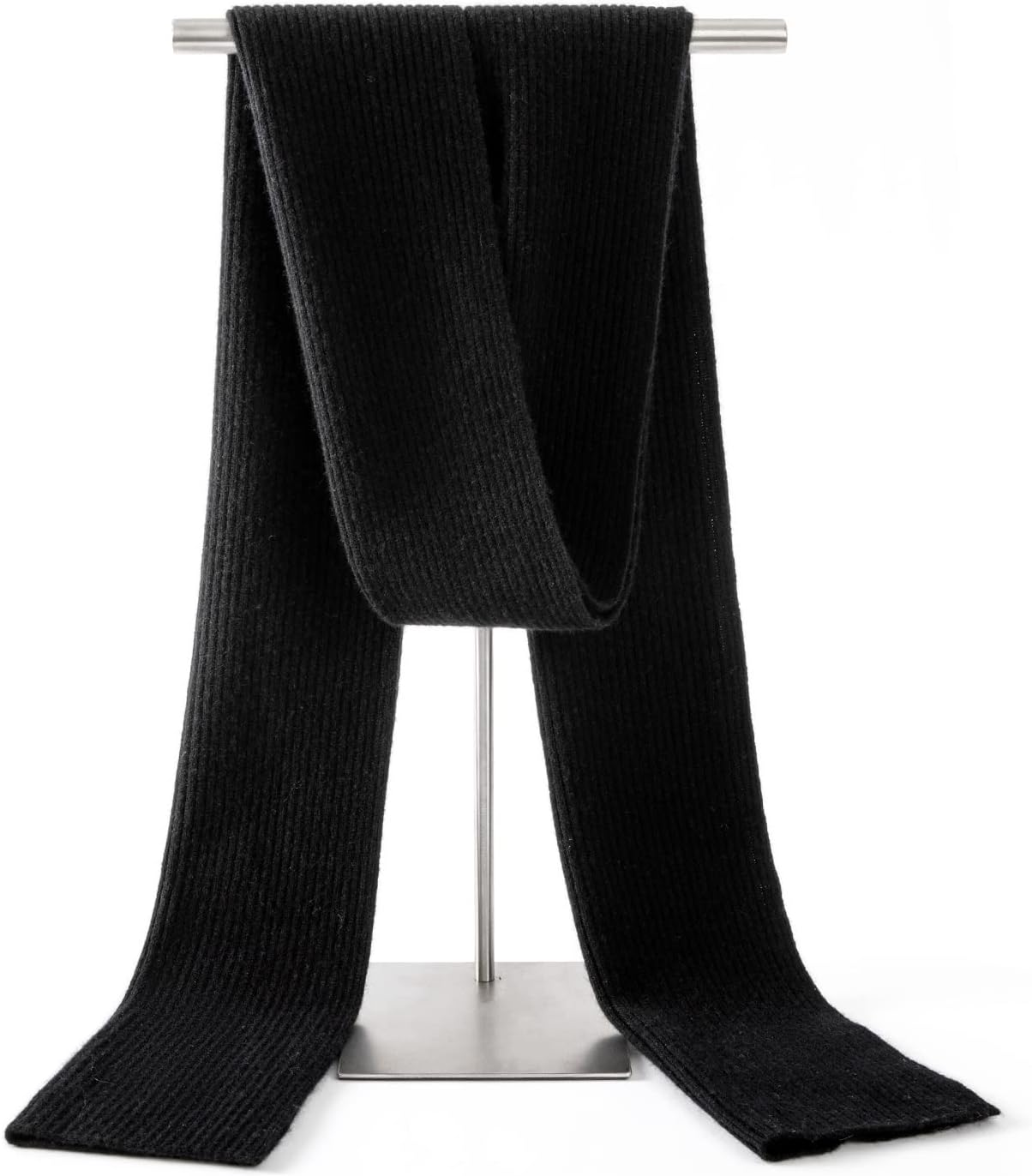 Lallier Cachemire Mélange de Laine Écharpe Classique Solide Côtelée Ultra Douce Écharpe Chaude d'Hiver pour Femme et Homme avec Boîte Cadeau Noir