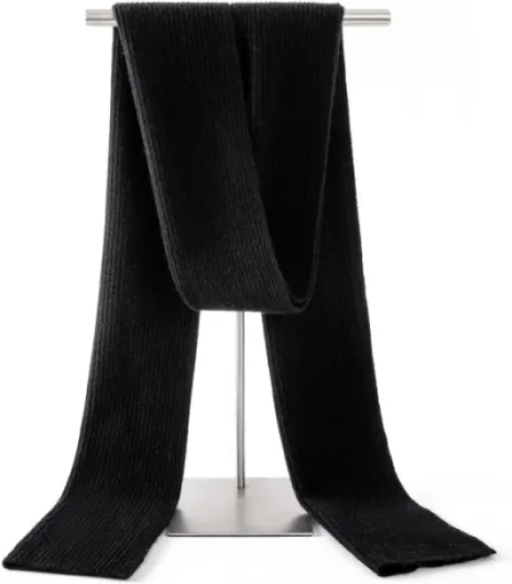 Lallier Cachemire Mélange de Laine Écharpe Classique Solide Côtelée Ultra Douce Écharpe Chaude d'Hiver pour Femme et Homme avec Boîte Cadeau Noir