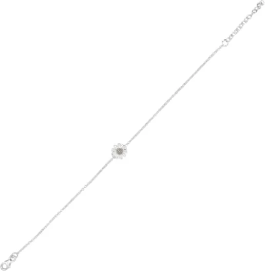 Bracelet Chaîne en Argent Sterling 925 avec Breloque Marguerite - Bijoux Délicats Ajustables pour Femmes - Bracelets d'été en Argent Massif Plaqué or avec Fleurs