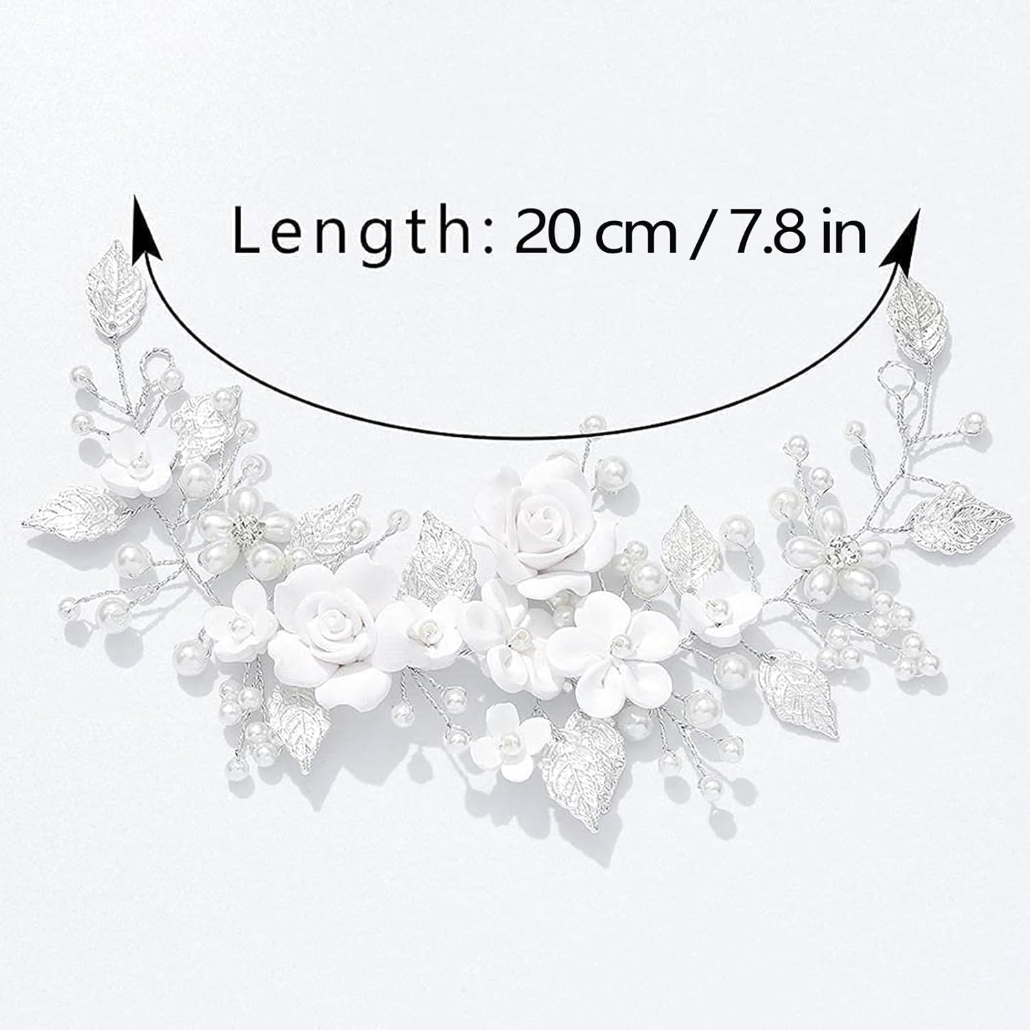 WiDream Mariage Feuilles Vignes De Cheveux, Fleurs de Mariage Cheveux Vigne Mariée, Perle Bandeau de Mariage Bijoux de Cheveux de Mariée, Coiffure Perlée pour Femmes et Filles