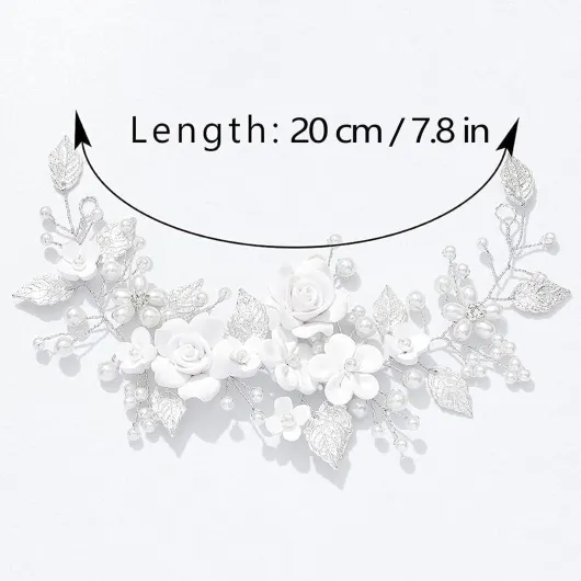 WiDream Mariage Feuilles Vignes De Cheveux, Fleurs de Mariage Cheveux Vigne Mariée, Perle Bandeau de Mariage Bijoux de Cheveux de Mariée, Coiffure Perlée pour Femmes et Filles