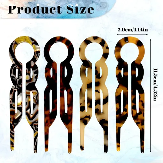 Lot de 4 épingles à cheveux françaises motif écaille de tortue, Prestige épingles en U pour femmes, accessoires de coiffure mariage, outils coiffants pour cheveux épais et fins Tortoise Texture