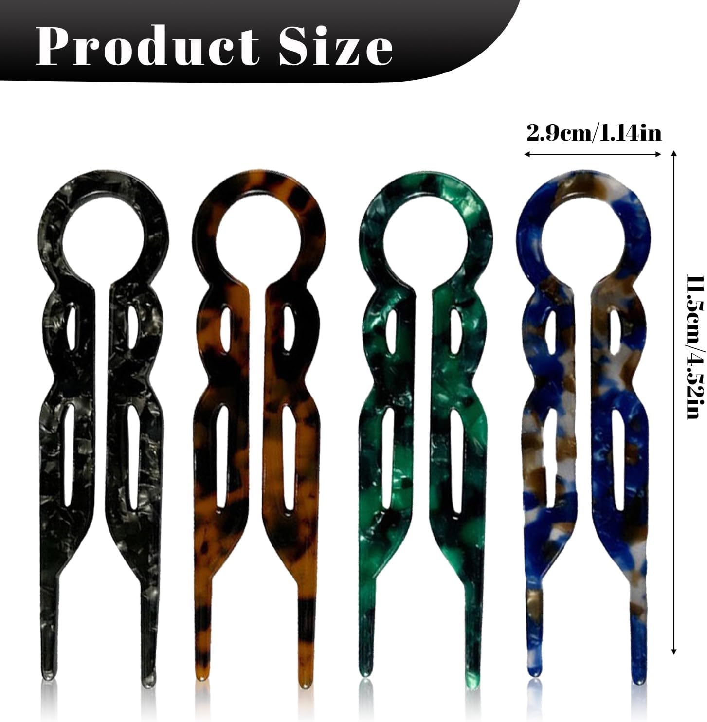 4 Pièces Épingles à Cheveux Françaises Prestige, Épingles en U pour Femmes, Accessoires de Coiffure Mariage, Outils de Stylisme pour Cheveux Épais et Fins Black/Silver