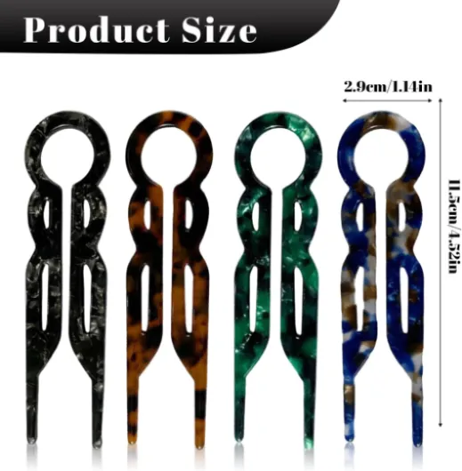 4 Pièces Épingles à Cheveux Françaises Prestige, Épingles en U pour Femmes, Accessoires de Coiffure Mariage, Outils de Stylisme pour Cheveux Épais et Fins Black/Silver