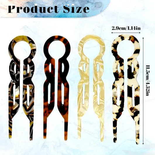 Lot de 4 épingles à cheveux françaises texture nacrée, pinces en U pour cheveux, accessoires mariage pour femmes, outils de coiffure pour cheveux épais et fins Shell Texture